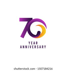 70 Years Anniversary. Purple Vector Template Design Illustration