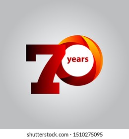 70 Years Anniversary Red Ball Vector Template Design Illustration