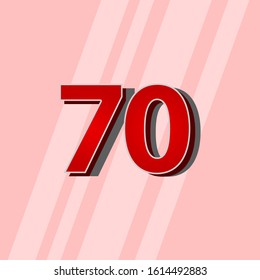 70 Years Anniversary Red Elegant Number Vector Template Design Illustration