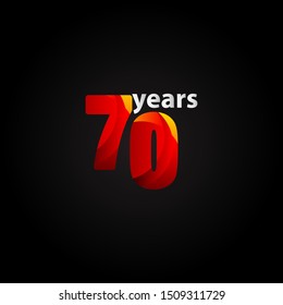 70 Years Anniversary Red Light Vector Template Design Illustration