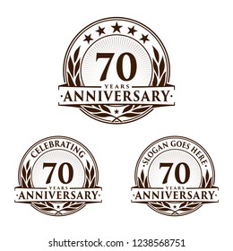 70 years anniversary set. 70th celebration logo collection. Vector and 