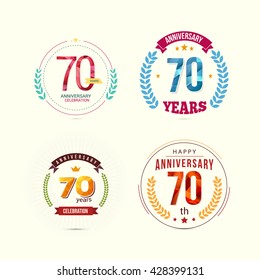 70 Years Anniversary Set with Low Poly Design and Laurel Ornaments