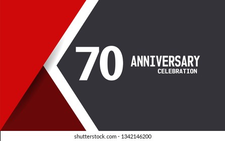 70 years Anniversary simple design with white, black, and red background. White flat number