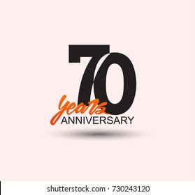 70 years anniversary simple design with negative style and yellow color isolated in white background