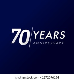 70 years anniversary, since 1949. 70th celebration silver logo, isolated on dark blue background