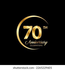 70 years anniversary. Anniversary template design concept with golden number , design for event, invitation card, greeting card, banner, poster, flyer, book cover and print. Vector Eps10