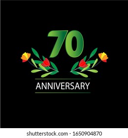 70 Jahre Jubiläum. Vektorillustration Design Grußkarte mit dekorativem Blumen für Feiern