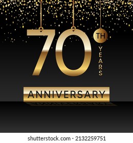 70 years anniversary, vector design for anniversary celebration with gold color on black background, simple and luxury design. logo vector template