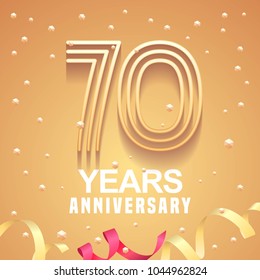 70 years anniversary vector icon,  logo. Graphic design element with  golden numbers and festive background for 70th anniversary 