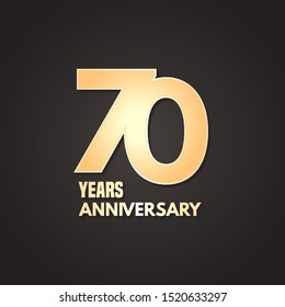 70 years anniversary vector icon,  logo. Graphic design element with  golden number on isolated background for 70th anniversary 