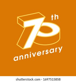 Icono vectorial de 70 años, logo. Composición gráfica del número y signo de la tarjeta de felicitación por 70 aniversario, invitación