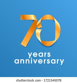 Icono vectorial de 70 años, logo. Elemento de diseño con cinta de oro para 70 años
