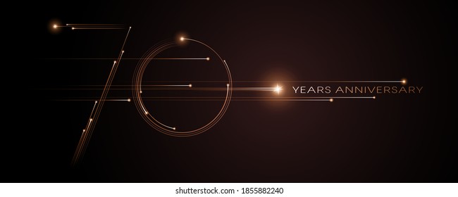 70 years anniversary vector icon, logo. Graphic design element with modern light number on isolated background for 70th anniversary