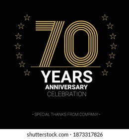 70 years anniversary vector icon, logo. Graphic design element with number and text composition for 70th anniversary.