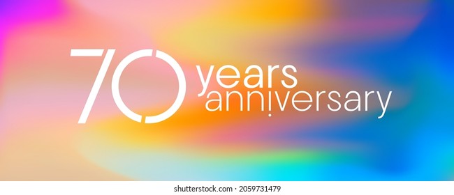 70 years anniversary vector icon, logo. Graphic design element with neon colors for 70th anniversary