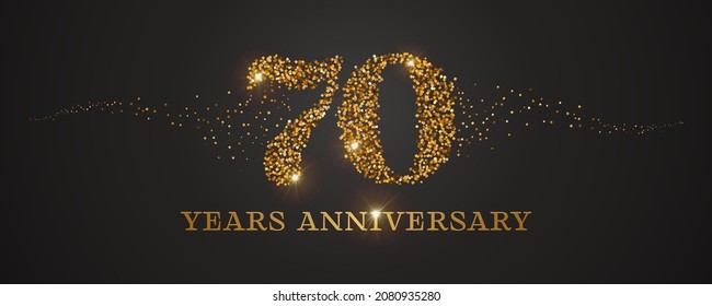 70 years anniversary vector icon, logo. Graphic design element with golden glitter number for 70th anniversary card svg