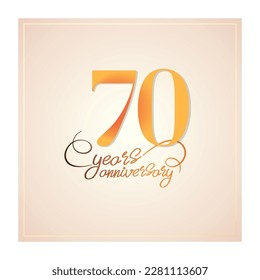 70 years anniversary vector icon, logo. Isolated graphic design with elegant lettering number for 70th anniversary birthday card or symbol