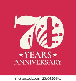 70 Jahre Jubiläum Vektorsymbol, Logo. Design-Element mit Grafiknummer für 70-jährige Jubiläumskarte