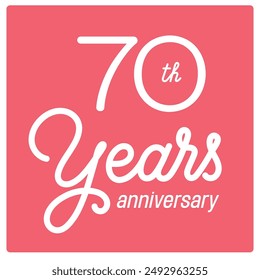 70 years anniversary vector icon, logo. Isolated graphic design with lettering and number for 70th anniversary birthday card or symbol