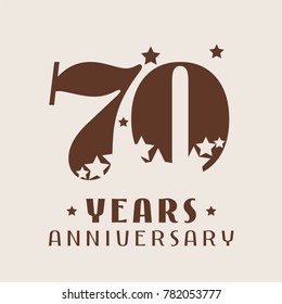 70 years anniversary vector icon,  logo. Graphic design element with number and stars decoration for 70th anniversary 