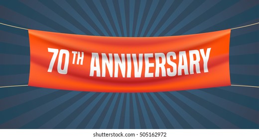 70 years anniversary vector illustration, banner, flyer, logo, icon, symbol. Graphic design element with red flag for 70th anniversary, birthday greeting, event celebration