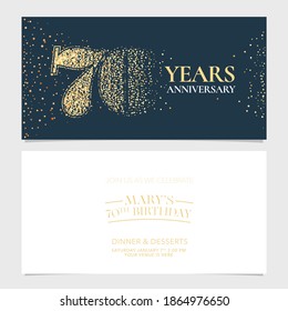 70 years anniversary vector logo, icon. Graphic design element with number for 70th anniversary greeting card or banner