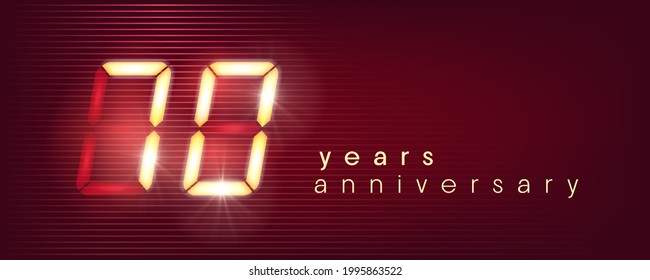 70 years anniversary vector logo, icon. Template banner with electronic numbers for 70th anniversary greeting card