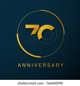 70 Years Anniversary Vector Logo Design Isolated on Dark Background