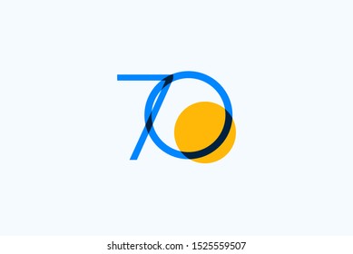 70 years anniversary vector template. Design for celebration, greeting cards or print.