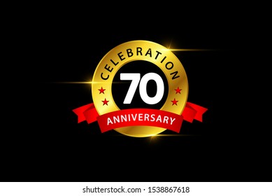 70 years anniversary vector template. Design for celebration, greeting cards or print.