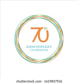 70 years anniversary vector template. Design for celebration, greeting cards or print.