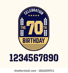 70 Years birthday Template Design illustration, set 1, 2, 3, 4, 5, 6, 7, 8, 9, 0