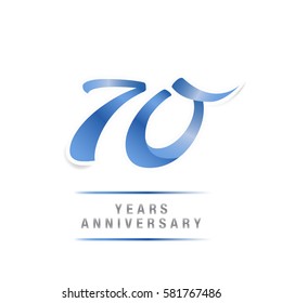 70 Years Blue Anniversary  Logo Celebration