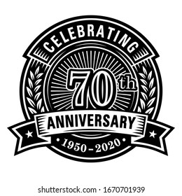 70 years of celebrations design template. 70th logo. Vector and illustrations.