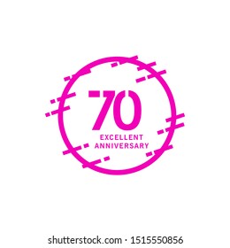 70 Years Excellent Anniversary Vector Template Design illustration
