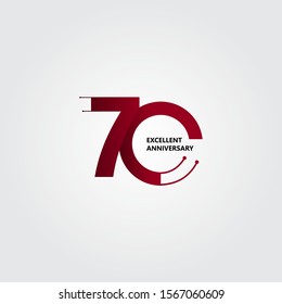 70 Years Excellent Anniversary Vector Template Design Illustration