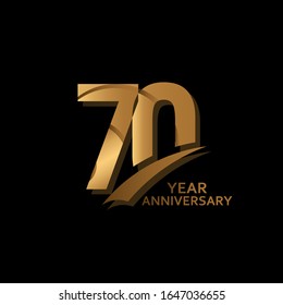 70 Years Gold Elegant Anniversary Celebration Vector Template Design Illustration