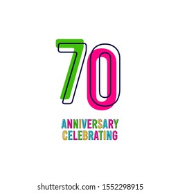 70 Years Kids Anniversary Celebrating Vector Template Design Illustration