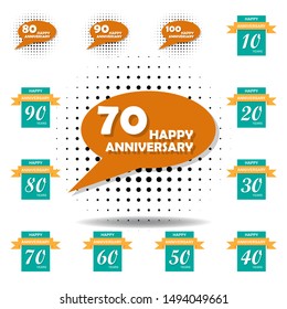 70 years multicolored icon . Set of anniversary illustration icons. Signs, symbols can be used for web, logo, mobile app, UI, UX