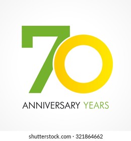 70 years old celebrating classic logo. Anniversary year of 70 th vector template. Birthday greetings celebrates. Traditional digits of seventy jubilee ages in a shape of rings.