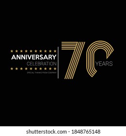 70 years old celebrating logo. happy anniversary 70th. Greetings celebrates.