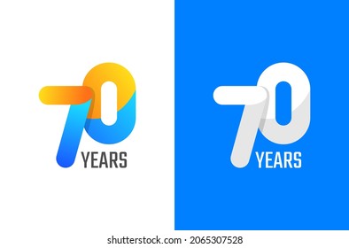 70 years simple anniversary logo design. Minimal celebration number with gradient color and white. Minimalist birthday vector