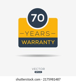70 years warranty seal stamp, vector label.