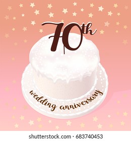 70 years of wedding or marriage vector icon, illustration. Design element with celebration cake for 70th wedding anniversary