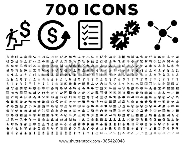 700 Business vector icons. Style is black\
flat symbols on a white\
background.