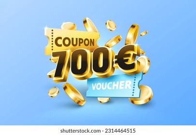 700 euro coupon gift voucher, cash back banner special offer. Vector illustration