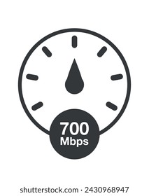 700 Mbit/s. Internet-Geschwindigkeitsvektor, Download-Geschwindigkeitsmesser-Uhr