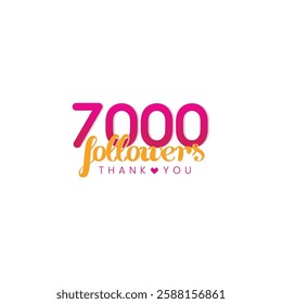 7000 followers Thank you. peoples online social group, happy banner celebrate, Vector illustration