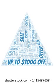 Up To $7000 Off word cloud. Wordcloud made with text only.