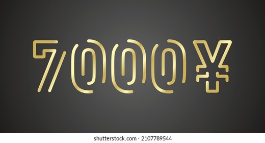 7000 Yen internet website promotion sale offer big sale and super sale coupon code golden japanese 7000 Yen discount gift voucher coupon black background